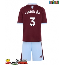 Camisa de Futebol Aston Villa Victor Lindelof #3 Equipamento Principal Infantil 2026-27 Manga Curta (+ Calças curtas)